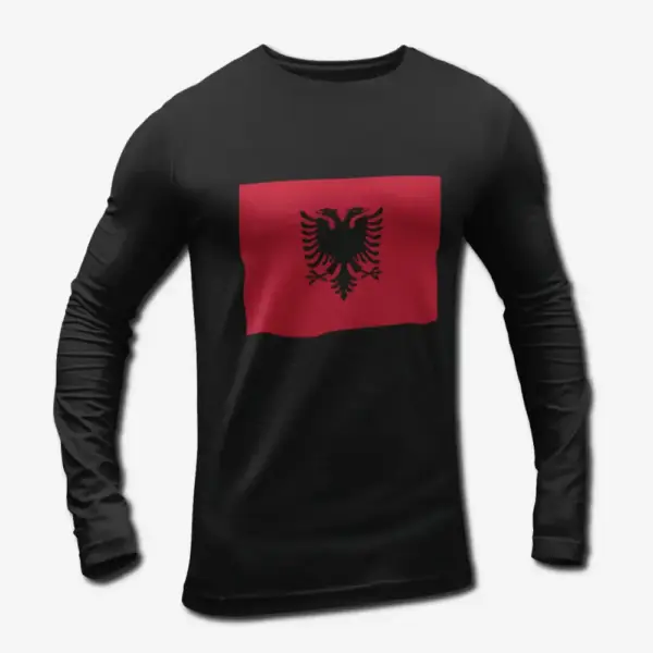 Albania Flag Long Sleeve T-Shirt, Albania's National Flag Long Sleeve Tee Shirt