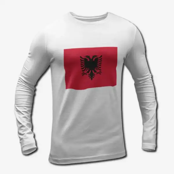 Albania Flag Long Sleeve T-Shirt, Albania's National Flag Long Sleeve Tee Shirt