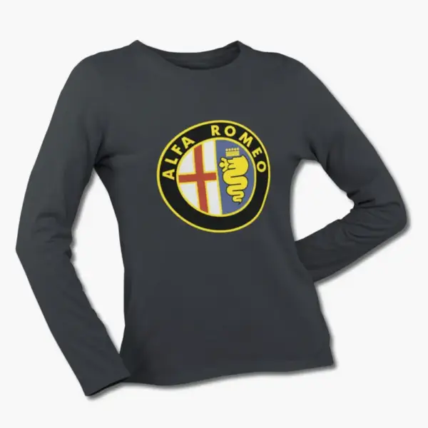 Alfa Romeo Long Sleeve T-Shirt, Alfa Romeo Logo Longsleeve Tee Shirt - Image 3