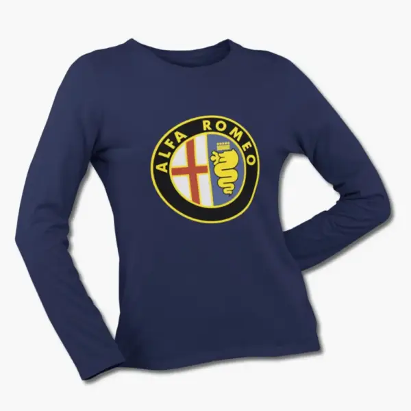Alfa Romeo Long Sleeve T-Shirt, Alfa Romeo Logo Longsleeve Tee Shirt - Image 7