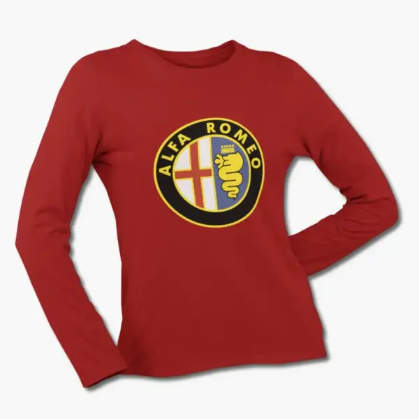 Alfa Romeo Long Sleeve T-Shirt, Alfa Romeo Logo Longsleeve Tee Shirt - Image 9