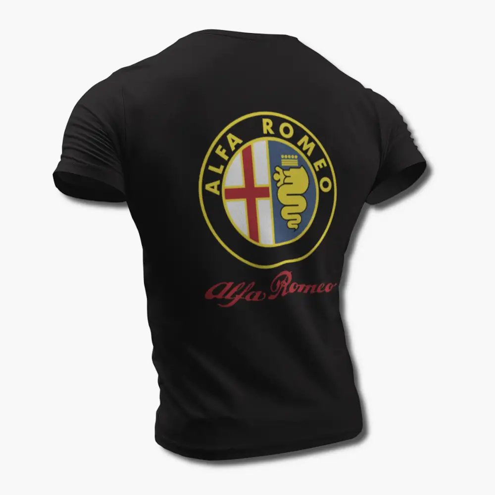 Alfa Romeo T-Shirt, Alfa Romeo Logo Black Tee Shirt - Image 2