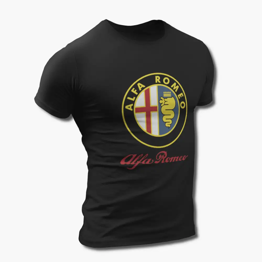 Alfa Romeo T-Shirt, Alfa Romeo Logo Black Tee Shirt