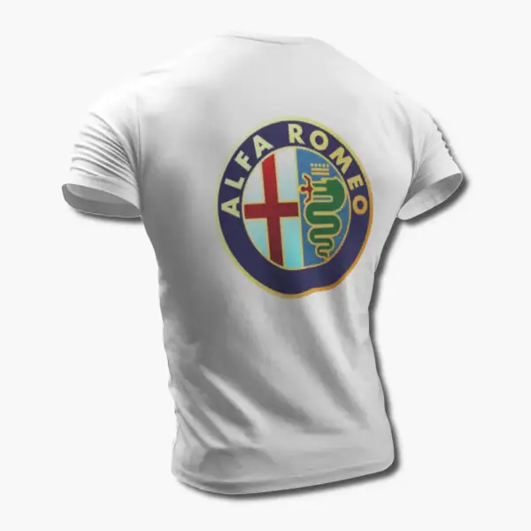 Alfa Romeo T-Shirt, Alfa Romeo Logo White Tee Shirt - Image 2