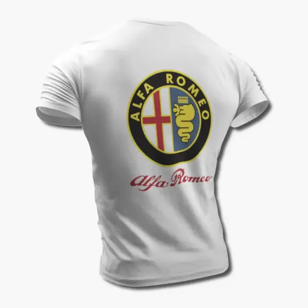 Alfa Romeo T-Shirt, Alfa Romeo Logo White Tee Shirt - Image 2