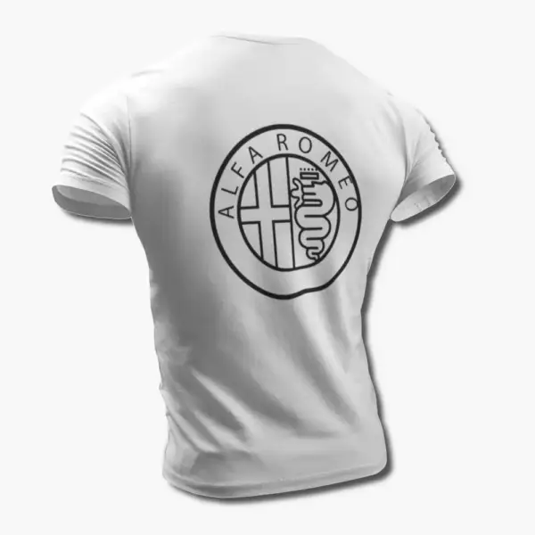 Alfa Romeo T-Shirt, Alfa Romeo Logo White Tee Shirt - Image 2