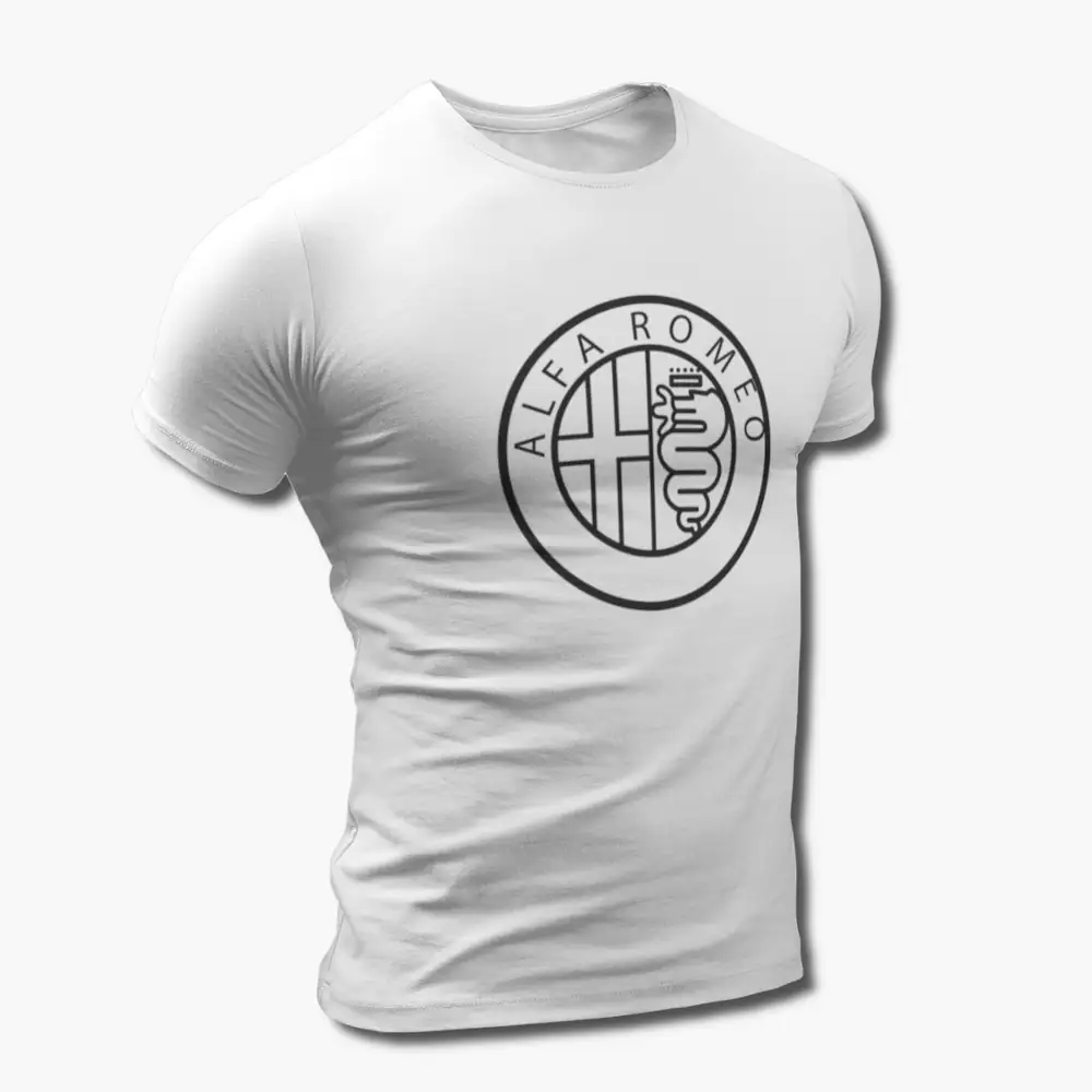 Alfa Romeo T-Shirt, Alfa Romeo Logo White Tee Shirt