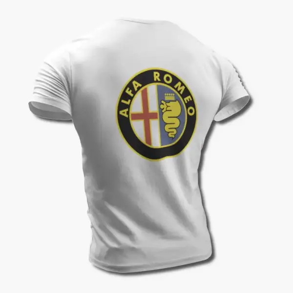 Alfa Romeo T-Shirt, Alfa Romeo Logo White Tee Shirt - Image 2