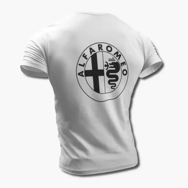 Alfa Romeo T-Shirt, Alfa Romeo Logo White Tee Shirt - Image 2