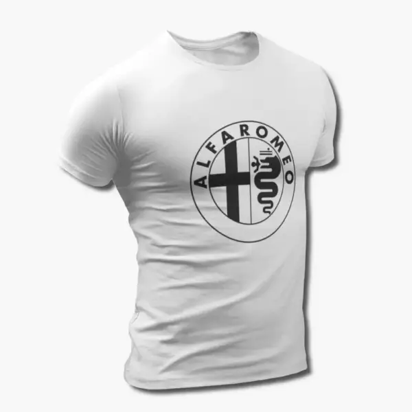 Alfa Romeo T-Shirt, Alfa Romeo Logo White Tee Shirt