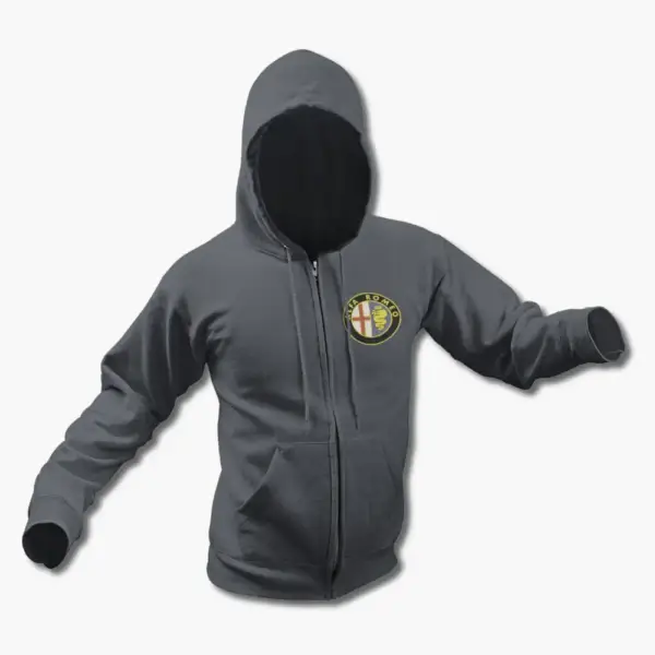 Alfa Romeo Zip Up Hoodie, Alfa Romeo Logo Zipper Hooded Sweatshirt - Image 4