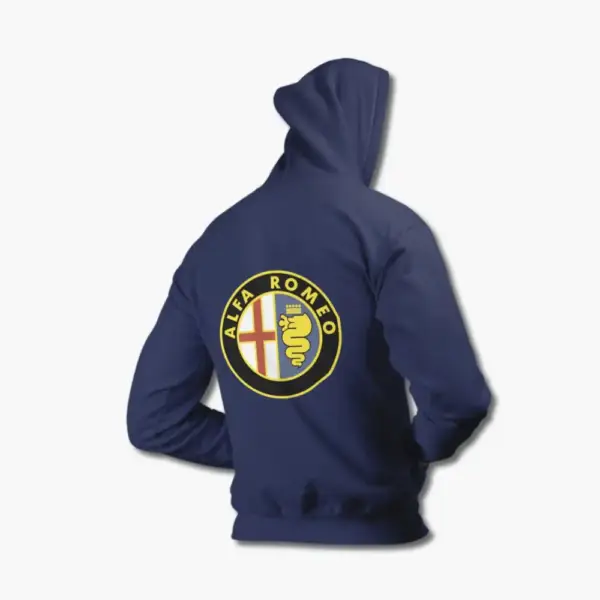 Alfa Romeo Zip Up Hoodie, Alfa Romeo Logo Zipper Hooded Sweatshirt - Image 9