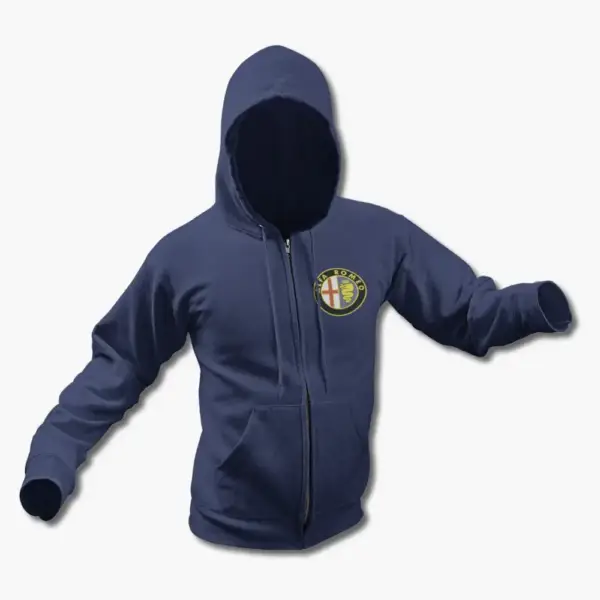 Alfa Romeo Zip Up Hoodie, Alfa Romeo Logo Zipper Hooded Sweatshirt - Image 10