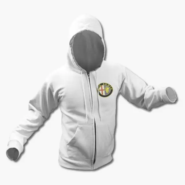Alfa Romeo Zip Up Hoodie, Alfa Romeo Logo Zipper Hooded Sweatshirt - Image 12