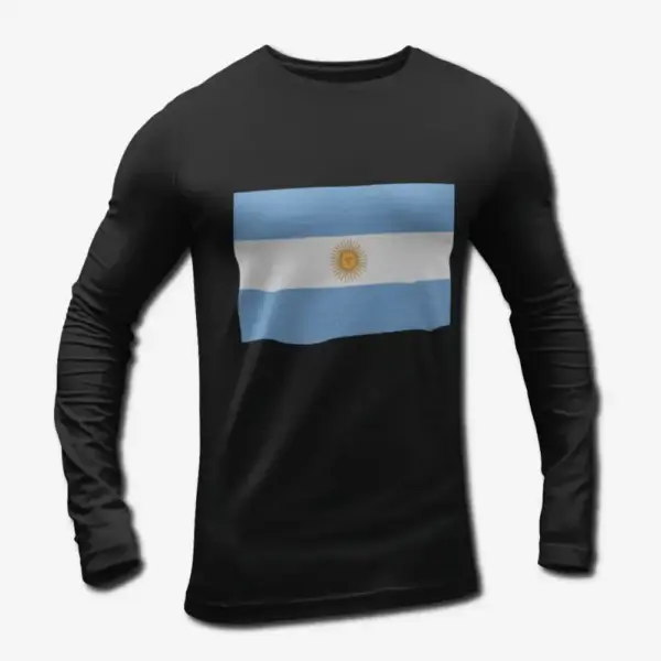 Argentina Flag Long Sleeve T-Shirt, Argentina's National Flag Long Sleeve Tee Shirt