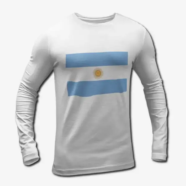 Argentina Flag Long Sleeve T-Shirt, Argentina's National Flag Long Sleeve Tee Shirt