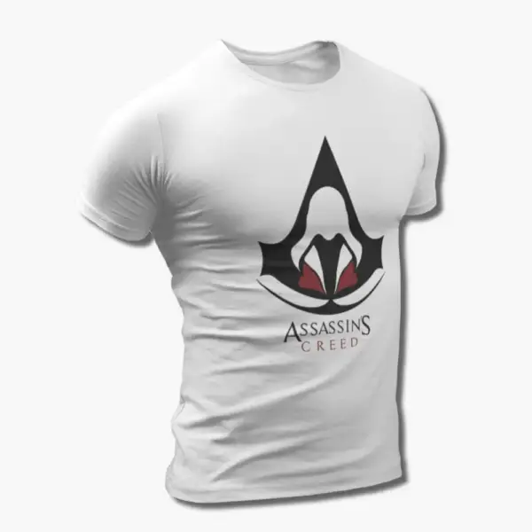 Assassins Creed T-Shirt, Assassins Creed Logo White Tee Shirt