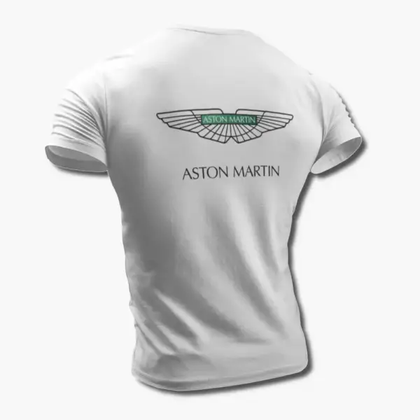Aston Martin T-Shirt, Aston Martin Logo White Tee Shirt - Image 2