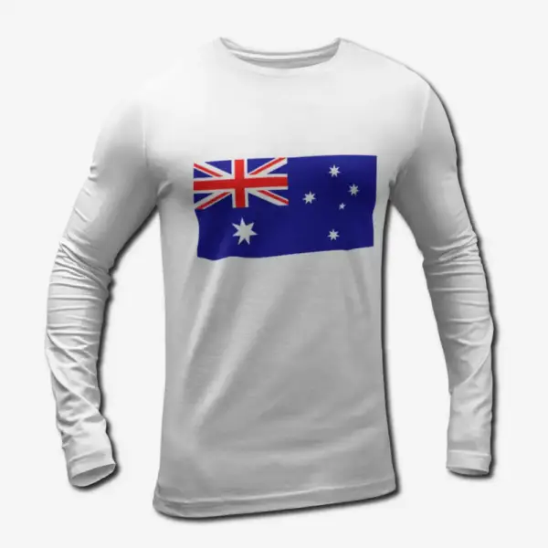 Australia Flag Long Sleeve T-Shirt, Australia's National Flag Long Sleeve Tee Shirt
