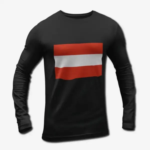 Austria Flag Long Sleeve T-Shirt, Austria's National Flag Long Sleeve Tee Shirt
