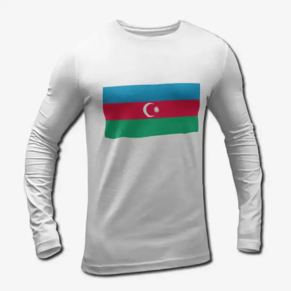 Azerbaijan Flag Long Sleeve T-Shirt, Azerbaijan's National Flag Long Sleeve Tee Shirt