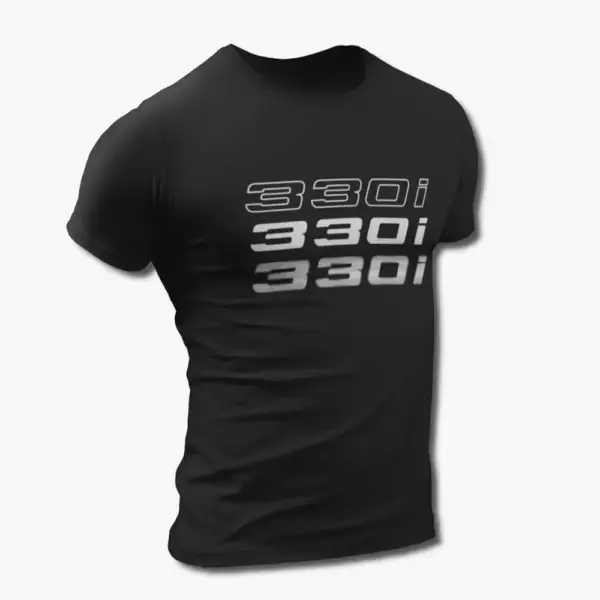 BMW 330i T-Shirt, BMW 330i Logo Black Tee Shirt