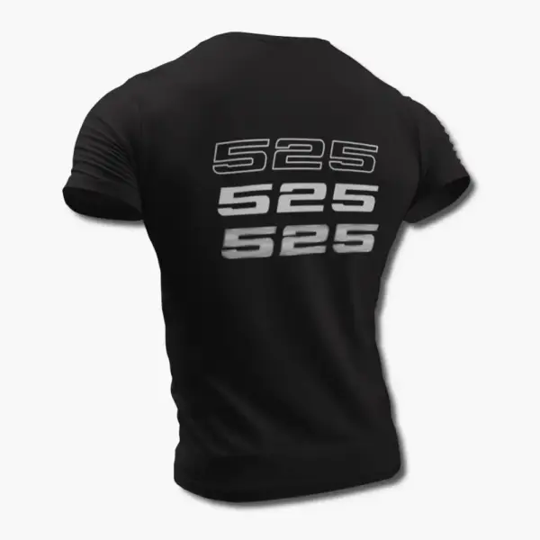 BMW 525 T-Shirt, BMW 525 Logo Black Tee Shirt - Image 2