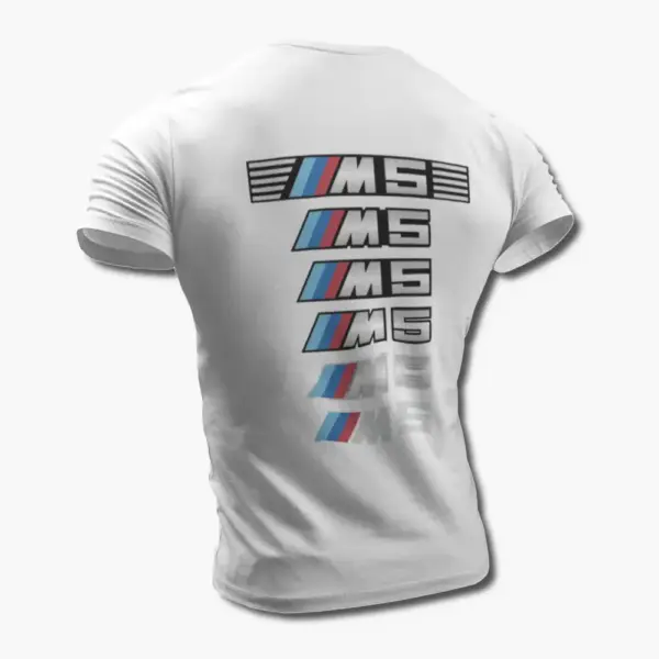 BMW M5 T-Shirt, BMW M5 Logo White Tee Shirt - Image 2