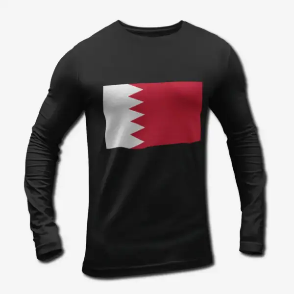 Bahrain Flag Long Sleeve T-Shirt, Bahrain's National Flag Long Sleeve Tee Shirt