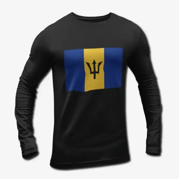 Barbados Flag Long Sleeve T-Shirt, Barbados's National Flag Long Sleeve Tee Shirt