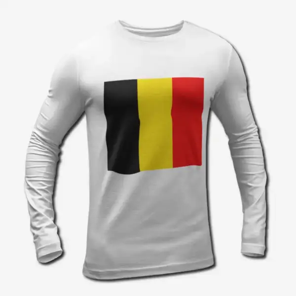 Belgium Flag Long Sleeve T-Shirt, Belgium's National Flag Long Sleeve Tee Shirt