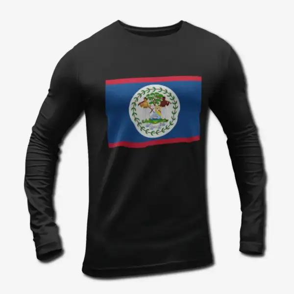 Belize Flag Long Sleeve T-Shirt, Belize's National Flag Long Sleeve Tee Shirt
