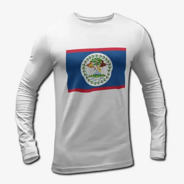 Belize Flag Long Sleeve T-Shirt, Belize's National Flag Long Sleeve Tee Shirt