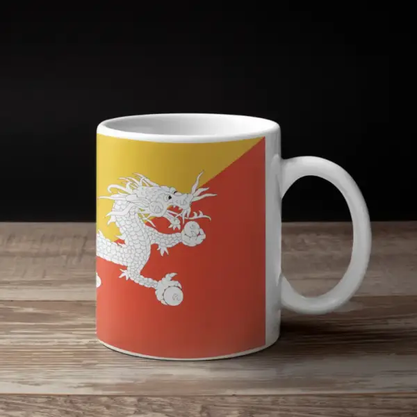 Bhutan Flag Coffee Mug, Bhutan's National Flag Mug - Image 2