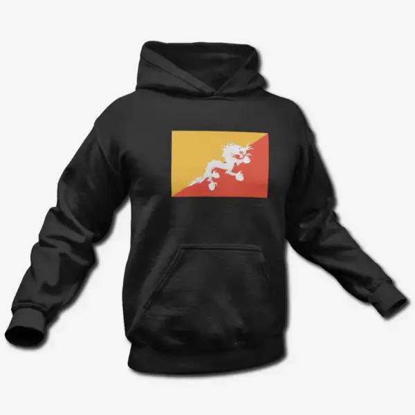 Bhutan Flag Hoodie, Bhutan's National Flag Hooded Sweatshirt