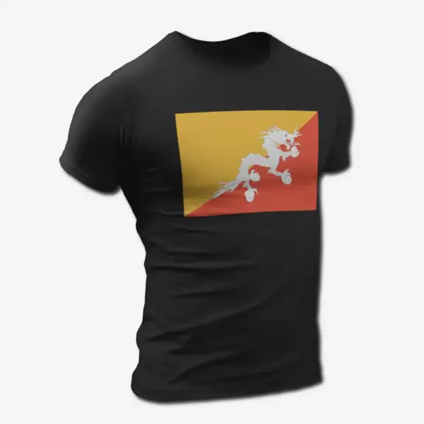 Bhutan Flag T-Shirt, Bhutan's National Flag Tee Shirt