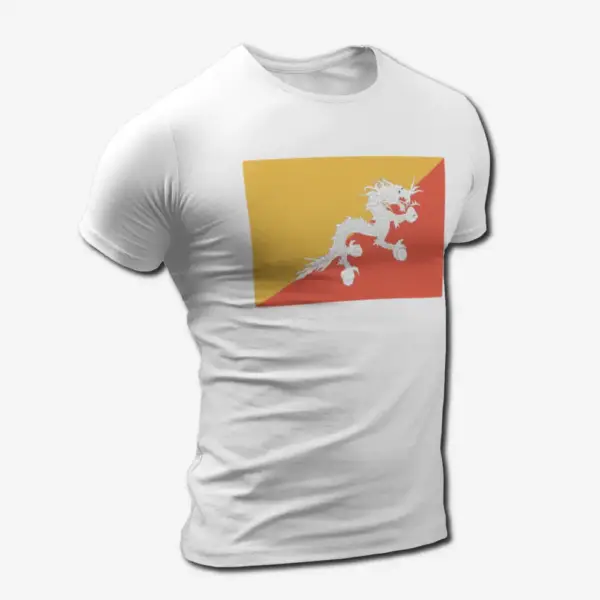 Bhutan Flag T-Shirt, Bhutan's National Flag Tee Shirt