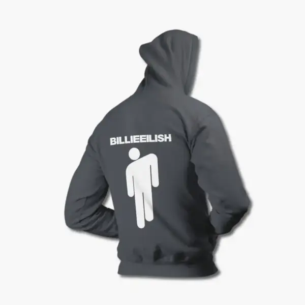 Billie Eilish Hoodie, Billie Eilish Logo Symbol Black Hooded Sweatshirt - Image 5
