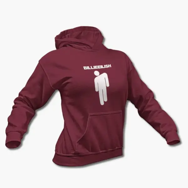 Billie Eilish Hoodie, Billie Eilish Logo Symbol Black Hooded Sweatshirt - Image 6