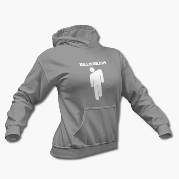 Billie Eilish Hoodie, Billie Eilish Logo Symbol Black Hooded Sweatshirt - Image 8