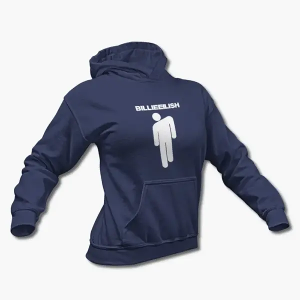 Billie Eilish Hoodie, Billie Eilish Logo Symbol Black Hooded Sweatshirt - Image 10