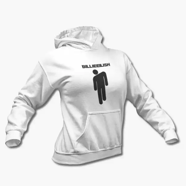 Billie Eilish Hoodie, Billie Eilish Logo Symbol Black Hooded Sweatshirt - Image 12
