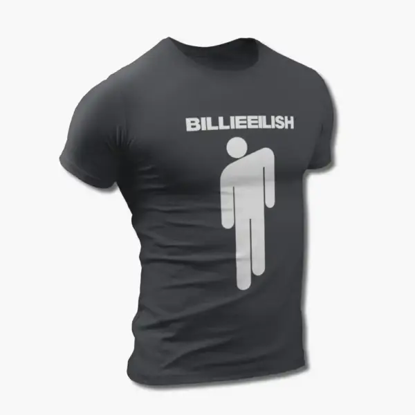 Billie Eilish T-Shirt, Billie Eilish Logo Symbol Black Tee Shirt - Image 4