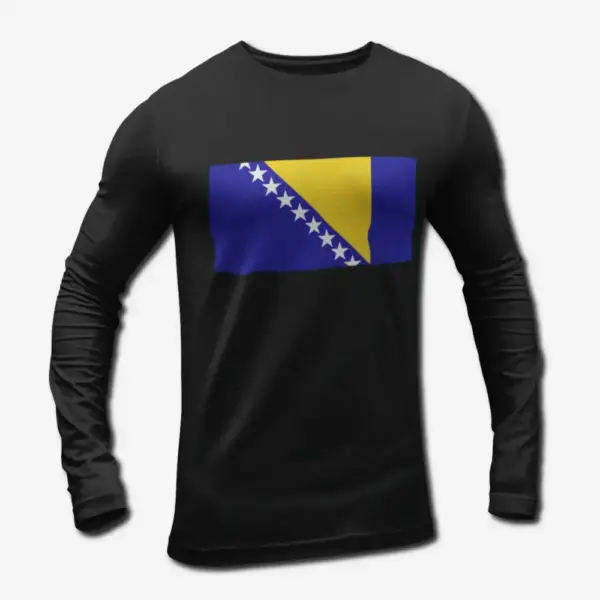 Bosnia and Herzegovina Flag Long Sleeve T-Shirt, Bosnia and Herzegovina's National Flag Long Sleeve Tee Shirt