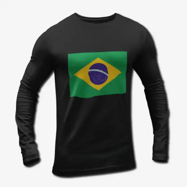 Brazil Flag Long Sleeve T-Shirt, Brazil's National Flag Long Sleeve Tee Shirt