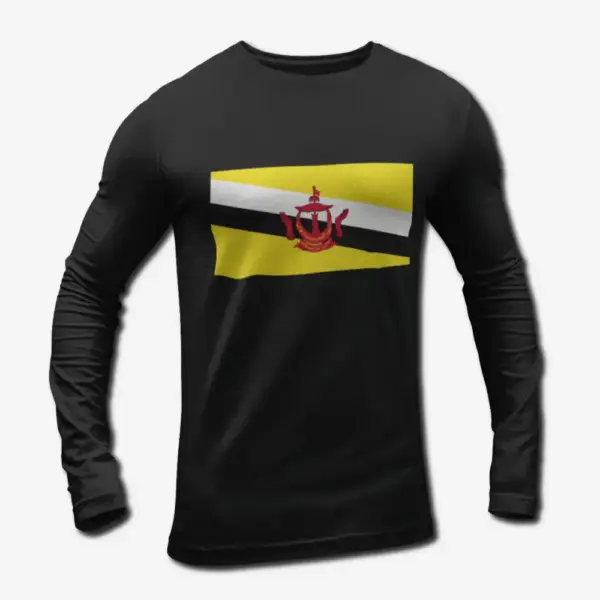 Brunei Flag Long Sleeve T-Shirt, Brunei's National Flag Long Sleeve Tee Shirt