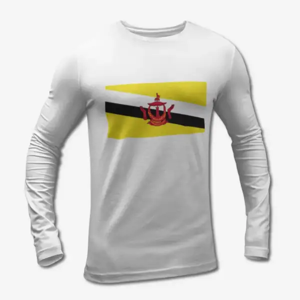 Brunei Flag Long Sleeve T-Shirt, Brunei's National Flag Long Sleeve Tee Shirt