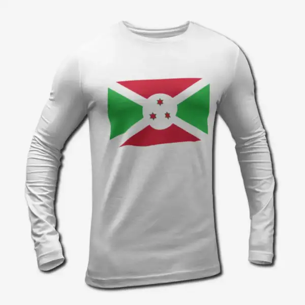 Burundi Flag Long Sleeve T-Shirt, Burundi's National Flag Long Sleeve Tee Shirt