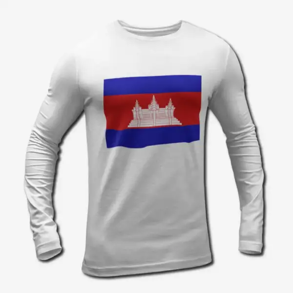 Cambodia Flag Long Sleeve T-Shirt, Cambodia's National Flag Long Sleeve Tee Shirt