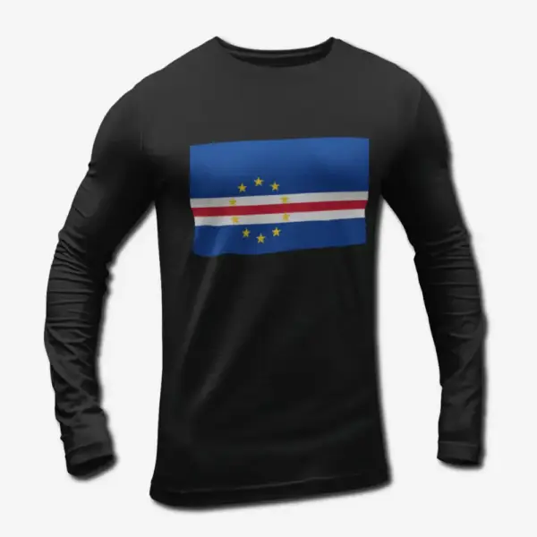 Cape Verde Flag Long Sleeve T-Shirt, Cape Verde's National Flag Long Sleeve Tee Shirt